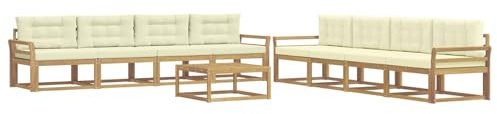 vidaXL Outdoor-Sofagarnitur 9 pcs Weiß und Creme 79 x 79 x 37 cm, Garten-Sofa Set, modulare Lounge für draussen, wetterfestes Mobiliar, robuster Pool-Bereich