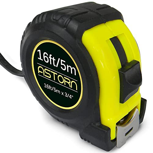 Metro a Nastro per Imprenditori e Hobbisti │ Nastro di Misurazione per Edilizia in Pollici e Metrico │Robusto Metro 5 Metri con Righello Scorrevole Rivestito in Nylon by Astorn