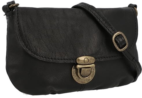 Gusti Leder Umhängetasche Rona – Kleine Handtasche Damen – Vintage Umhängetasche Damen aus echtem Leder – Schwarz
