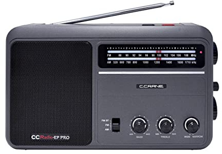 C. Crane CCRadio - Radio analógica portátil EP PRO AM FM a pilas con DSP negro