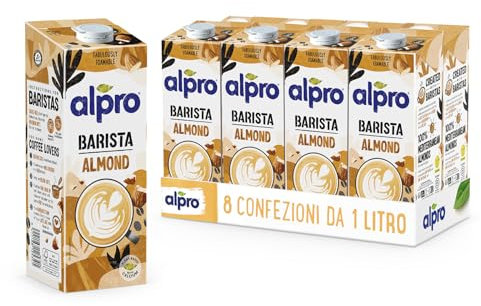 ALPRO BARISTA PROFESSIONAL, Bevanda alla MANDORLA, per deliziose creazioni da bar 100% vegetali (8 confezioni x 1 Litro)