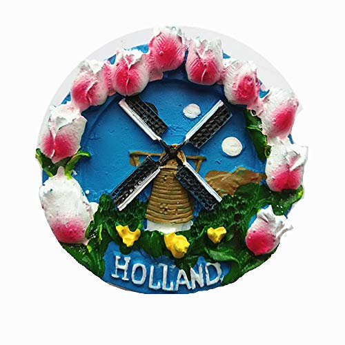 3D tulip & windmill of Holland Netherlands Fridge Magnet Home & Kitchen Decor Sticker, Holland Netherlands Refrigerator Magnet travel souvenir gift