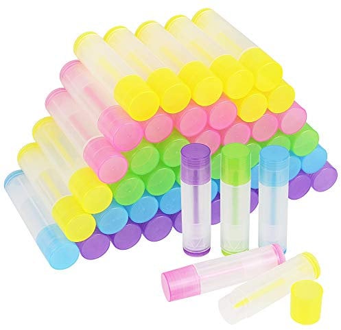 KBNIAN 50 Stück Lippenstifthülsen 5.5ml Leerer Lippenbalsam Behälter Farbig Hülsen für Lippenbalm, selbstgemachten Balsam, DIY Kosmetik