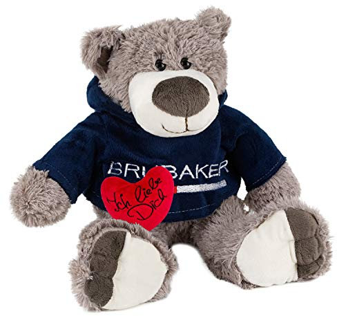 BRUBAKER Teddybär Plüschbär Kuschelbär 30 cm mit Nicki Hoodie und Ich Liebe Dich Plüschherz