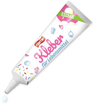 PANTIKI Lebensmittelkleber Tube 20g - Farbe: transparent - wiederverschließbar | Essbarer Kleber für Lebkuchenhaus Lebensmittelkleber auf Torten Fondant kleben essbar lebensmitteltauglich