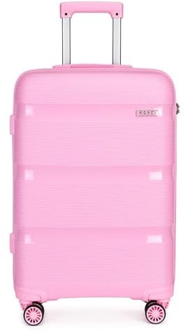 KONO Handgepäck Koffer Trolley 55cm Reisekoffer mit TSA Schloss und 4 Zwillingsrollens, Modisch und Verschleißfest Polypropylen Hartschalenkoffer, 55x40x21cm, 40 Liter (Rosa, M)