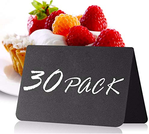 30 Pièces Mini Tableau Ardoise 10x7 cm pour Numéros de Tables - Buffet Signes pour La Nourriture - Petits Panneaux D'affichage En Plastique - Numéro De Table Et Spécial Cas Décoration