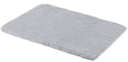 ETÉREA® Microfaser Badezimmerteppich 50x80cm Vicky Silber [rutschfest & WASCHBAR] - Badematte rutschfest schnelltrocknend - Duschteppich - Bathroom Mat - Badteppich waschbar - Badläufer Teppich Bad