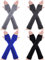 Bememo 4 Paar Punk Gothic lange fingerlose Handschuhe Halloween gestrickt Armwärmer Ellenbogenlänge Handschuhe Daumenloch Handschuhe, Schwarz, Hellgrau, Dunkelgrau, Königsblau