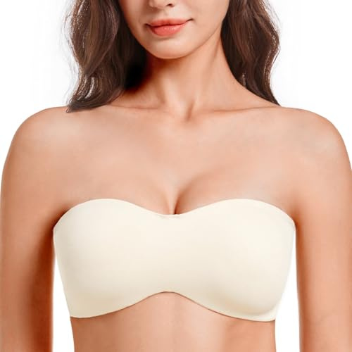 MELENECA - Sujetador con Aros sin Relleno Reductor sin Tirantes Bandeau para Mujer