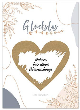 Largiri Glückslos Rubbelkarte Goldherz - Rubbellose selber machen - Rubbellose zum Selber Beschriften - Gutschein-Rubbelkarten (Zum Selberausfüllen)