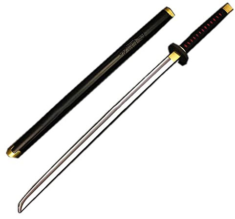 damdos Halloween Prop for Katana Weapon Cosplay Sword Roronoa Zoro PU Rubber Samurai Swords Birthdays Gifts (Black)