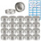 ZEOABSY 100 Pièces 30ml Pots en Aluminium Vide Rond Argent Petit Cosmétiques Pot Conteneurs for Fait Main Bougies Crème Baume Voyage, 10x Spatule, 4X Étiquettes