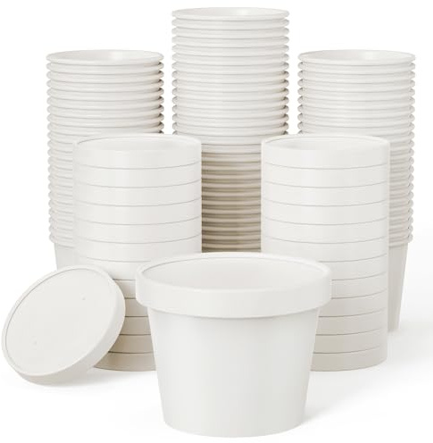 JOLLY PARTY 50pack 12oz Paper Soup Containers with Lids Disposable Food Cup