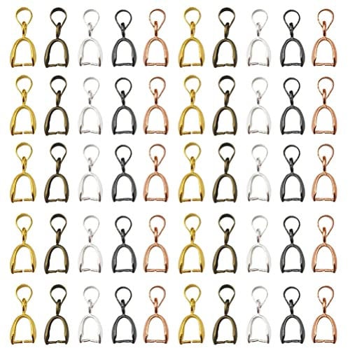 MiaLover 50 Stück Anhängerschlaufe Anhänger Kaution Verschluss Ösen Schlüsselanhänger Clip Anhänger Kaution Clip Anschluss für Schmuckherstellung oder Anhänger Machen(19 * 8mm,5 Farbe)