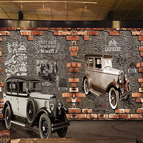 Fototapete 3D Effekt Retro Vintage Car Brick Wall Murals Vliestapete Wohnzimmer Schlafzimmer Wanddekoration 400(W) X280(H) Cm