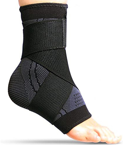 Adjustable Ankle Support Brace Compression Strap Foot Sleeves Socks for Achilles Tendonitis, Heel Support Ankle Protector for Ligament Damage, Weak Sprained, Plantar Fasciitis, Foot Support(L-Black)