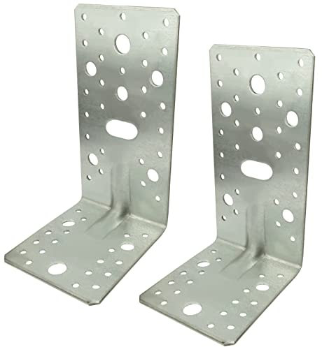 AERZETIX - C58850 - Lot de 2 Équerre d'assemblage renforcée perforée 178x105x90x3 mm - équerre de fixation à 54 trous - pour charpente ossature bois - en acier Z275
