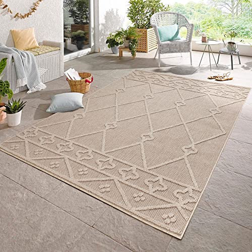 Alfombra de Exterior, Color Beige, diseño Vintage, 110772, Alfombra Corredor, Alfombras para terraza-balcón-jardín o Cocina, 80 x 150 cm