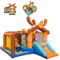 COSTWAY 7 en 1 Château Gonflable avec Toboggan & Maison de Saut, Aire de Jeux Gonflable avec Piscine & Panier de Basketball, Thème Renne, Charge 120kg pour 4 Enfants de 3-12 Ans