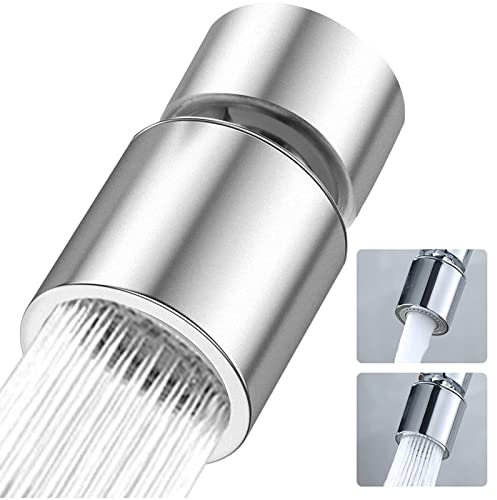 KKNE Wasserhahn-Belüfter, 720 Grad, wassersparend, drehbar, Wasserhahn, 2 Modi, verstellbar, Filterkopf, Sprühkopf für Küche, Badezimmer, Silber