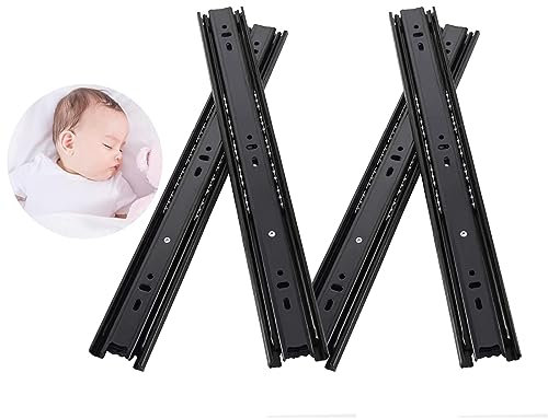 2 Parejas Guias Correderas para Cajones Extracción Total，450mm Rieles para Cajones de Cocina 45 KG Capacidad Carga Laterales con Rodamiento de Bolas