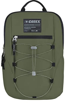DISIX, OLLIE, Zaino con powerbank integrato (BETTLE GREEN)