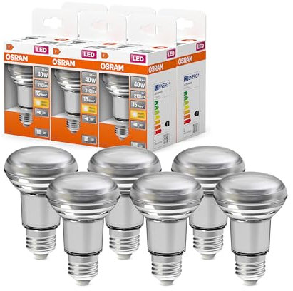 OSRAM LED Star R63 LED Lampe für E27 Sockel, Reflektor-Lampe, GL, 210 Lumen, warmweiß (2700K), Ersatz für herkömmliche 40W Glühbirnen, nicht dimmbar, 6er-Pack