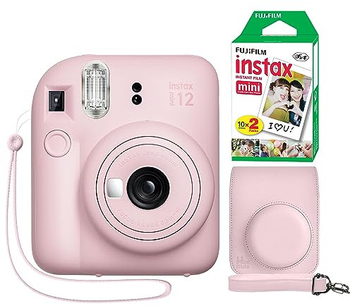 Fujifilm Instax Mini 12 Instant Camera Blossom Pink + Minimate Custom Case + Fuji Instax Film 20 Sheets Twin Pack