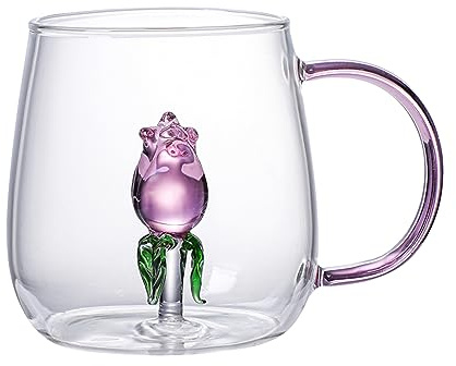 Rianpesn 3D-Tier-Kaffeetasse, Kaffee-Milch-Tee-Glasbecher, 380 Ml Transparente Trinkbecher Aus Glas, 3D-Tier-Glastasse, Cartoon-Kaffeetasse, Beste Weihnachtsgeschenke Für Freunde Und Kinder