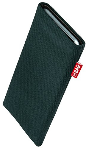 fitBAG Rave Smaragd Handytasche für Apple iPhone 15 Pro Max Tasche aus Textil-Stoff mit Microfaserinnenfutter | Hülle mit Reinigungsfunktion | Made in Germany
