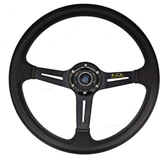 Volante Sportivo Auto,Volante A Calice Ruote dello sterzo da corsa di cuoio universale da 14 pollici da 14 pollici per la deriva del volante dello sport + manopola del cambio con logo Decorazione (Co
