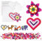 AUAUY Bügelperlen Set, 600 Bunten Midi Bügelperlen mit Durchmesser 5 mm, Blumen, Herzförmig Motivvorlagen und 2 Stiftplatten, inkl. Bügelpapier, 3D Kreativer Bastelspaß für Groß und Klein Geschenk