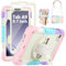 SEYMAC Funda para Samsung Galaxy Tab A9 8,7 2023, Funda para Galaxy A9 con Protector de Pantalla, Soporte Giratorio de 360°/Correa de Mano, Correa para el Hombro, con Soporte para Bolígrafo, Rosa