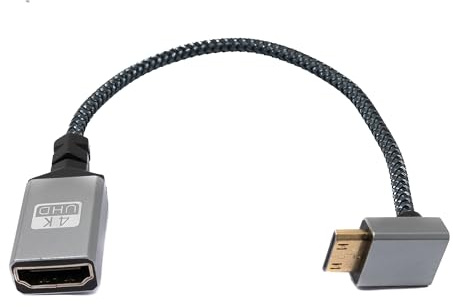 System-S HDMI 1.4 Kabel 20 cm 4K UHD 60 Hz Mini Stecker zu Standard Buchse Winkel