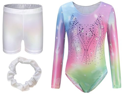 Turnanzug Mädchen Gymstern Gymnastikanzug Turnen Body Glänzend Tanzoutfit Athletic Wettkampf Trainingsanzüge