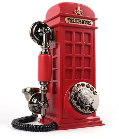 FESTRING Audio-Gästebuch, Hochzeitstelefon mit Vintage-Telefonzellen-Design, Aufzeichnung individueller Audio-Nachrichten, Gästebuch für Hochzeit, Party und Versammlungen, Rot