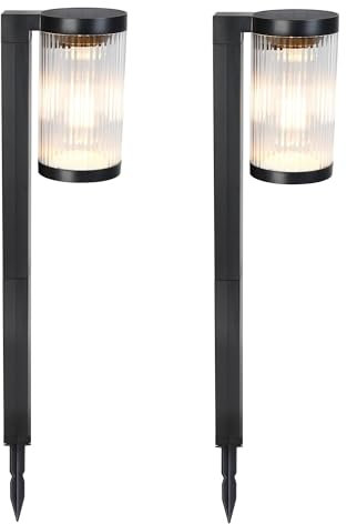 Lot de 2 balises solaires à planter LED blanc chaud 2x BEAMLIT H58cm