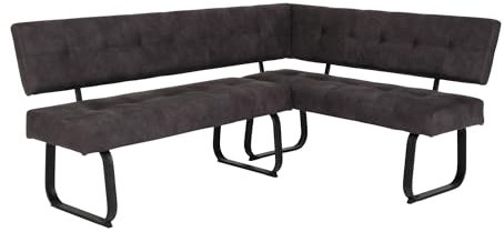 möbelando Eckbank >Laila-I< in Vintage Anthrazit, Metall/Microfaser - 202x92x46 (BxHxT)