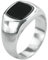Edelstahl Ring Herren, 12MM Siegelring mit quadratischem Stein aus 316L Edelstahl für Männer Silber, Größe 60 (19.1)