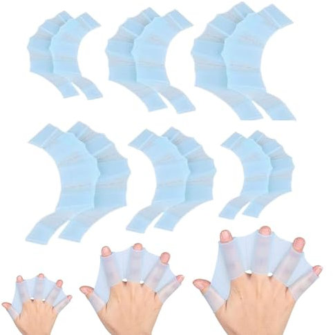 LIMEOW 6 Paire Gants de Natation, Silicone Swimming Webbed, Gants D'entraînement de Natation, Palmes de Natation à la Main, Natation Accessoires, pour Enfants Femmes Hommes(S/M/L, Bleu)