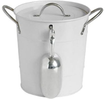 Metal Round Champagnes Bucket Double Handle Ice Bucket with Shovel and Lid Beverage Tub Drink Coolers Wine Supplies Beverage Tub with Shovel and Lid