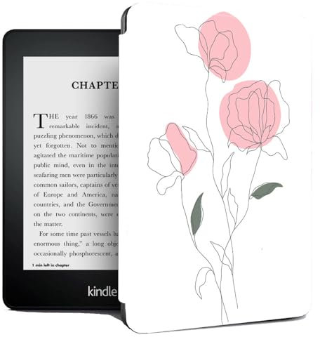 Étui pour Kindle, Étui pour Kindle Voyage 2014, Liseuse De Livres Électroniques, Housse De Protection Fine en Cuir PU pour Kindle Voyage Modèle N° Nm460Gz Smart Case - Rose Simple Et É