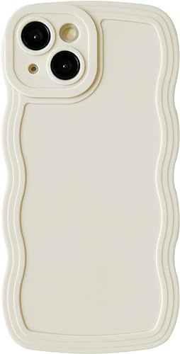 Tybiky Hülle Kompatibel mit iPhone13Mini, Farbe Curly Handyhülle, Schöne TPU Silikon Wellen Design Schutzhülle, Niedlich und Einzigartigen Frauen Mädchen Case Cover für iPhone 13Mini, Weiß