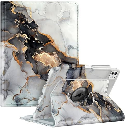 Fintie - Funda giratoria para iPad Pro de 11 Pulgadas M4 (2024) - Funda Protectora giratoria de 360 Grados con Soporte para lápices, Apagado automático, mármol