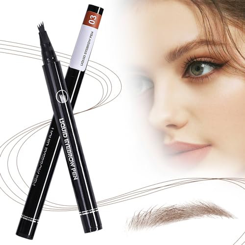 Magischer Wasserdichter Augenbrauenstift mit 4 Gabelspitze Applikator, 2024 Neu Eyebrow Pencil, Natürlicher, Langlebiger Microblading Augenbrauenstift (A-Hellbraun)