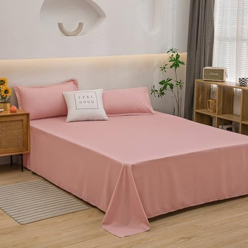 HAIBA Bettlaken ohne Gummizug 230x250cm Rosa Soft Jersey 100% Baumwolle, Betttuch atmungsaktiv Baumwolle, Betttuch