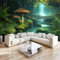 Papier Peint Style Fantastique Forêt De Champignons Vert 3D Panoramique Murale Salon 350x256 cm Papier Peint intissé pour Chambre Salon Personnalisé Décoration Murale