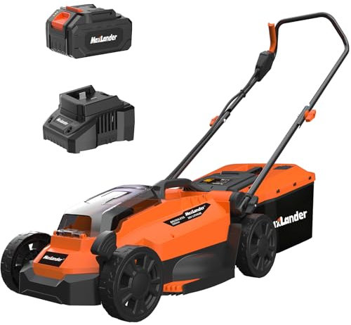 Maxlander Tondeuse à gazon électrique sans fil de 33 cm, tondeuse à gazon 2 en 1 20 V avec moteur sans balais, réglage de la hauteur sur 5 positions, batterie et chargeur inclus