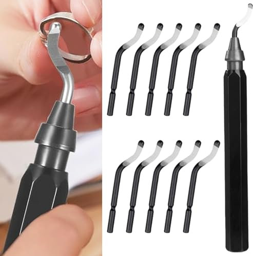 Deburring Tool with 10 High Speed Steel Rotary Burr Removal Blades Deburring Tool 3D Printing, Burr Reamer Tool, Ideal for Metal, Resin, PVC Pipes, Plastic, Copper Pipe